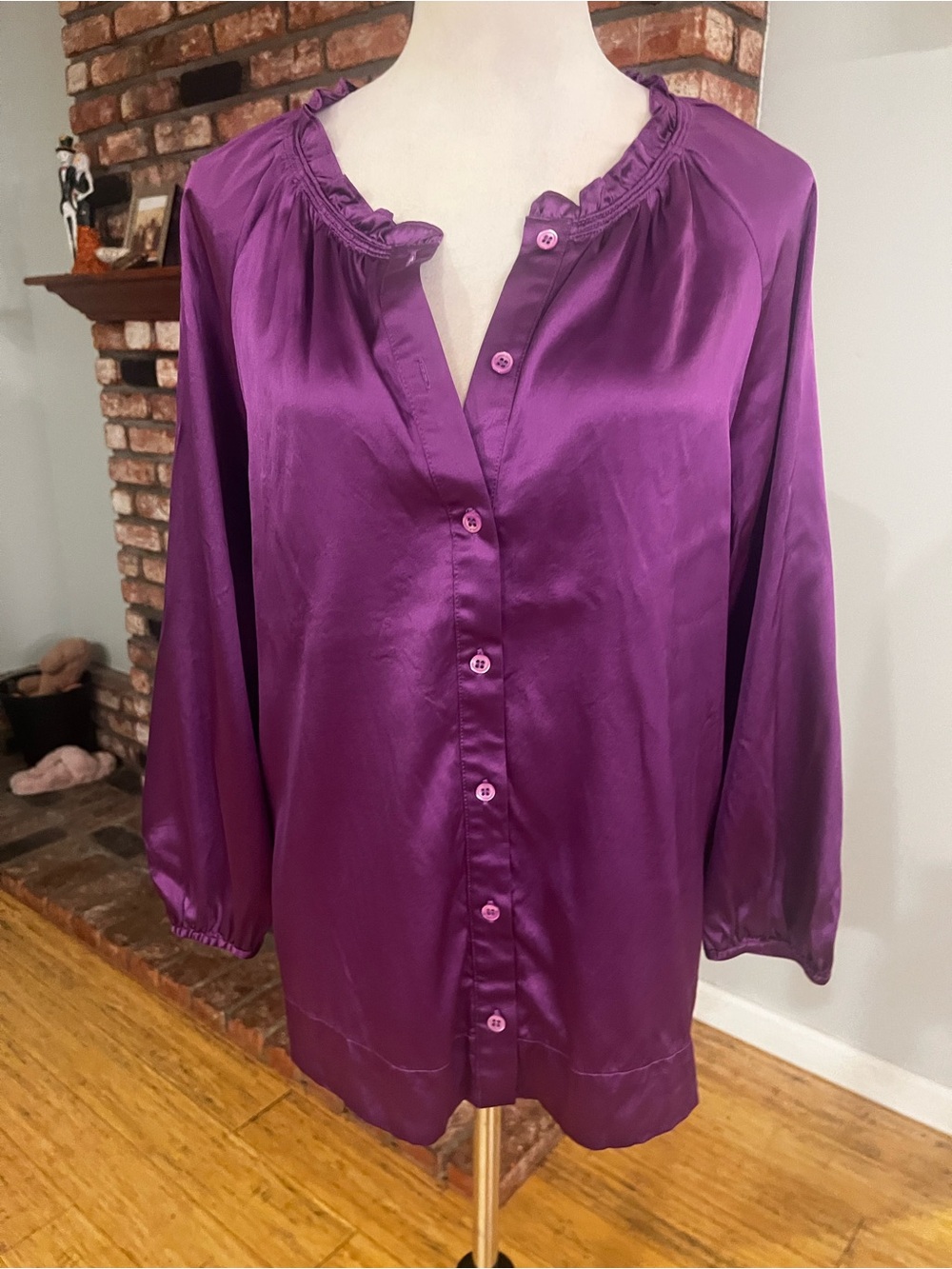BCBGMaxAzria Purple Button-Down Blouse
